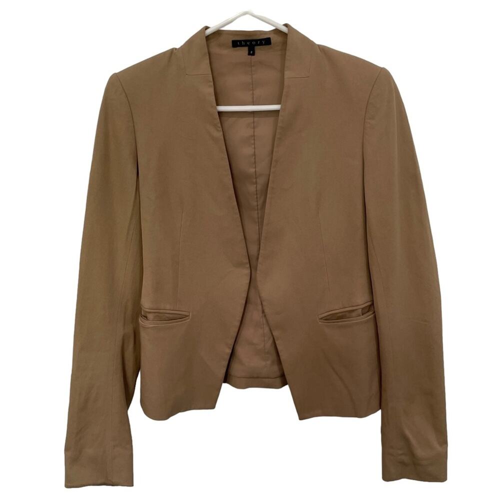 Theory Khaki Women’s No Button Blazer Size 2